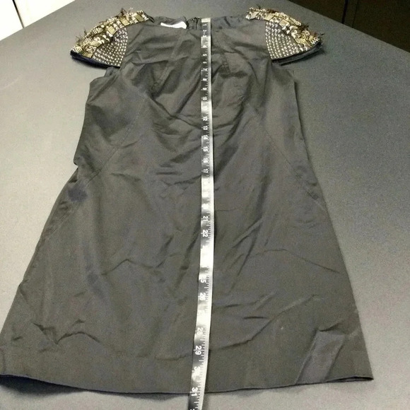 Tibi New York Womens Black Real Feathers Cap Sleeves Mini Dress Size 0 - Picture 6 of 11